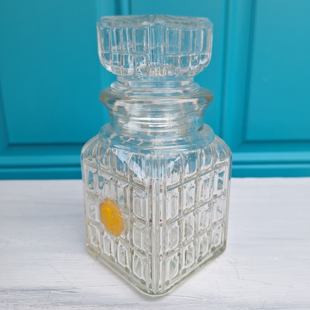 Vintage Cannister Apothecary Jar Cut Glass with Lid Made in England Unique